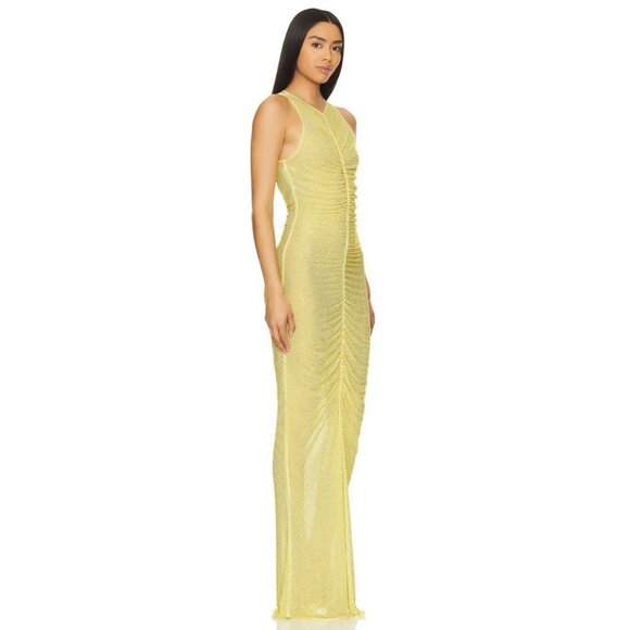 retrofete Marsann Ruched Bodycon Crystal Dress Buttercream Womens Size Medium - Picture 12 of 12